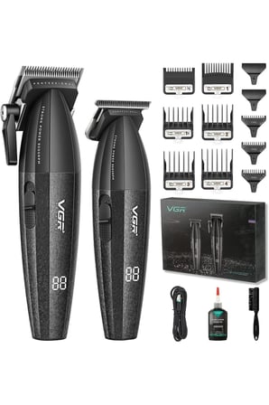 V-640 S2 & V-308 3'lü Berber Tıraş Makinesi Seti 9000 RPM Clipper Trimmer Metal Shaver