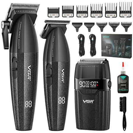 v-6740S3 Profesyonel Kablosuz Saç ve Sakal Kesme Makinesi – 3 in 1 Tıraş Seti