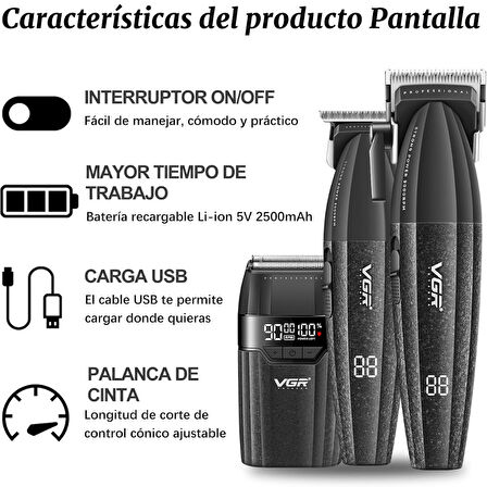 v-6740S3 Profesyonel Kablosuz Saç ve Sakal Kesme Makinesi – 3 in 1 Tıraş Seti