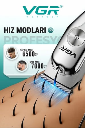 Tıraş Makinesi V-071 & V-355 - 7000 RPM T-Bıçak Trimmer IPX6 Folyo - 2'li Berber Seti