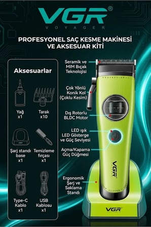 Vücut Tıraş Makinesi 0.5mm & V-880C Saç Kesme Makinesi - Hassas 2'li Bakım Seti