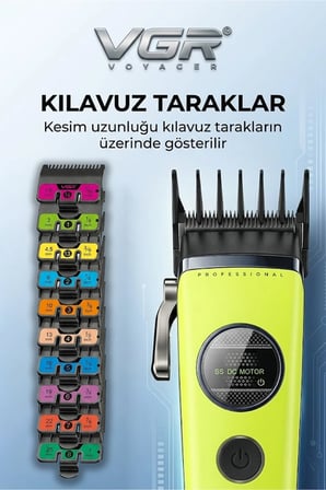 V-880C Profesyonel Saç Kesme Makinesi 7200 RPM – Seramik & MIM Çelik Bıçaklı Şarjlı Tıraş Makinesi (10 Taraklı) - Clipper