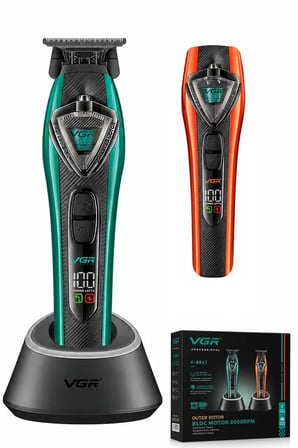 V-884T Profesyonel Sakal ve Ense Çizim Tıraş Makinesi, 8000 RPM BLDC Motor, Trimmer, Yedek Kapaklı
