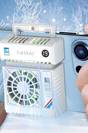 Earldom F23 Dijital Göstergeli RGB Radyatör Telefon Soğutucu Fan – Clip-On, Oyun & Canlı Yayın İçin