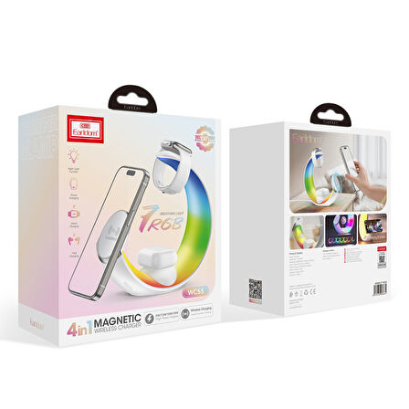 Earldom WC55 4in1 15W RGB Kablosuz Şarj Standı - Beyaz