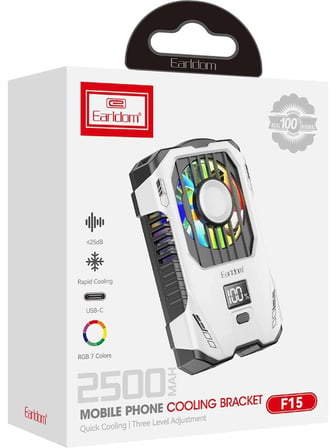 Earldom F15 RGB Telefon Soğutucu Fan Beyaz 2500mAh