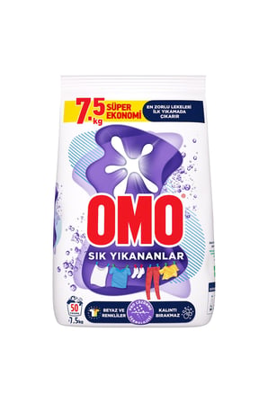 Omo Toz Çamaşır Deterjanı Sık Yıkananlar Beyaz Ve Renkliler İçin 7.5 KG X 2 Adet