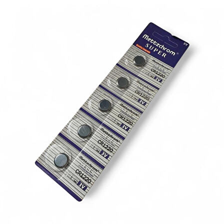 Mettzchrom Süper Pil Düğme 3V CR1220 Lityum 5'li Paket Super Cr 1220 Pil CR-1220