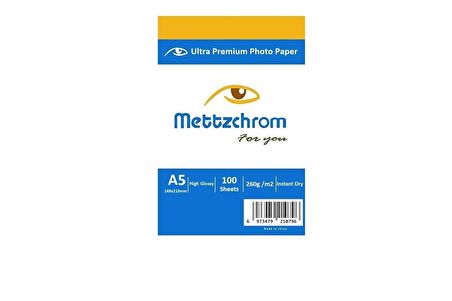 Mettzchrom A5 Parlak Fotoğraf Kağıdı 100 Sayfa 260 gr 15x21 cm