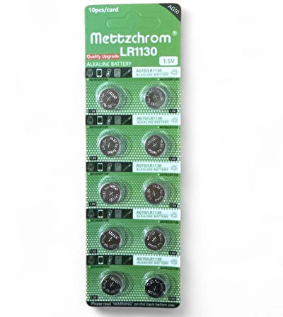 Mettzchrom AG10 LR1130 389 SR1130 189 1.5V Alkaline Düğme Pil 10 Adet