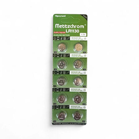 Mettzchrom AG10 LR1130 389 SR1130 189 1.5V Alkaline Düğme Pil 10 Adet