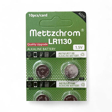 Mettzchrom AG10 LR1130 389 SR1130 189 1.5V Alkaline Düğme Pil 10 Adet