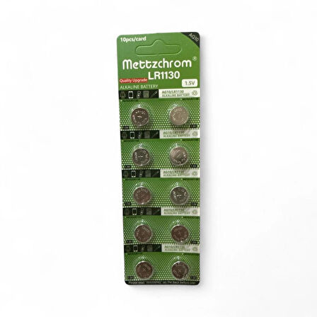 Mettzchrom AG10 LR1130 389 SR1130 189 1.5V Alkaline Düğme Pil 10 Adet