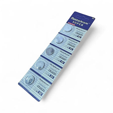 Mettzchrom Süper Düğme Pil 3V CR1620 Lityum 5'li Paket Supex CR-1620 CR 1620 pil