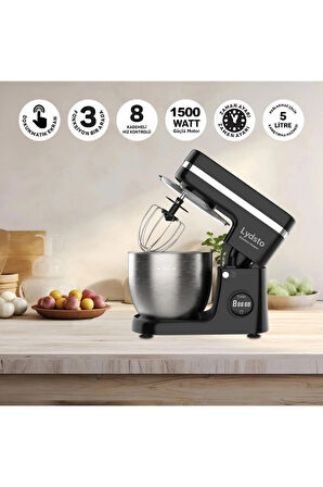 Kitchen Helper 1500w - 5 Lt - 8 Kademe Dokunmatik Dijital Ekran Stand Mikser Hamur Yoğurma Makinesi