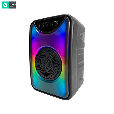 DVIP Q11 Taşınabilir Bluetooth 5.2 Hoparlör FM Radio, USB, TF SD, RGB Light Show Siyah