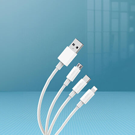 DVIP L37 3in1 Lightning, Type-C, Micro Çıkışlı Hızlı Data ve Şarj Kablosu