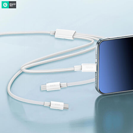 DVIP L37 3in1 Lightning, Type-C, Micro Çıkışlı Hızlı Data ve Şarj Kablosu