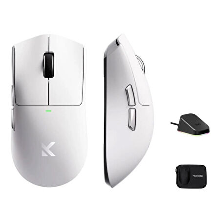MCHOSE K7 Ultra Beyaz 8K Hz PAW 3950 Sensör Kablosuz Simetrik Gaming Mouse (MC-K7-4)