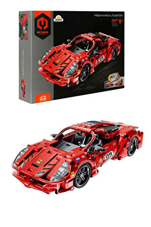 Çek Bırak Kırmızı Süper Araba 437 Parça – Mekanik Yapı Seti, Açılır Kapılı, Koleksiyonluk Model Araba