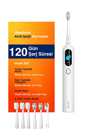 Sonik Şarjlı Diş Fırçası 120 Gün Şarj Süresi 6 Adet Başlık