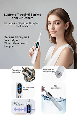 Sonik Şarjlı Diş Fırçası 120 Gün Şarj Süresi 6 Adet Başlık Siyah