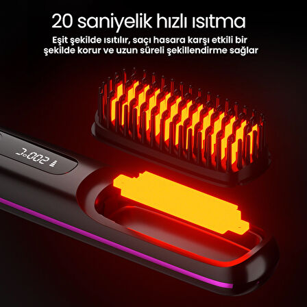 Şarjlı ve Taşınabilir Iyonik Saç Şekillendirici ve Düzleştirici Fön Tarağı
