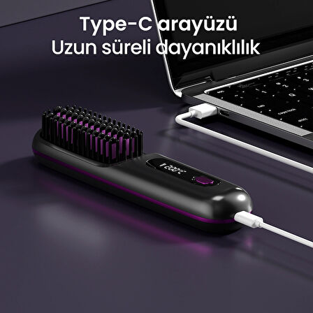 Şarjlı ve Taşınabilir Iyonik Saç Şekillendirici ve Düzleştirici Fön Tarağı