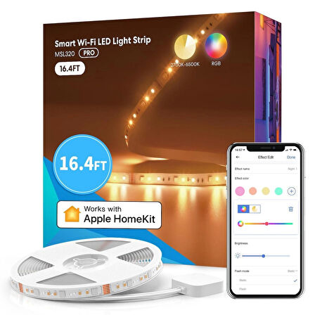Meross Akıllı Led Şerit Wi-Fi RGB 5 Metre MSL320 Pro (Apple Home Destekli)