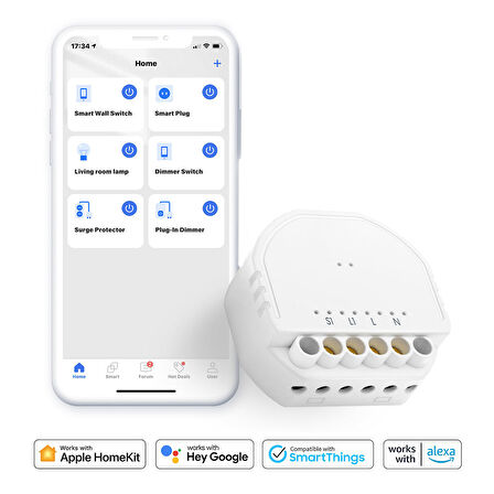 Meross Wifi Uzaktan Kontrollü Duvar İçi Akıllı Anahtar