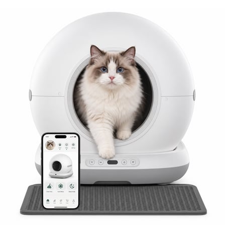 Haustier CB001 Akıllı Otomatik Kedi Tuvaleti, APP ile Kontrol, 75lt İç Hazne, 7lt Çöp Haznesi – Gri