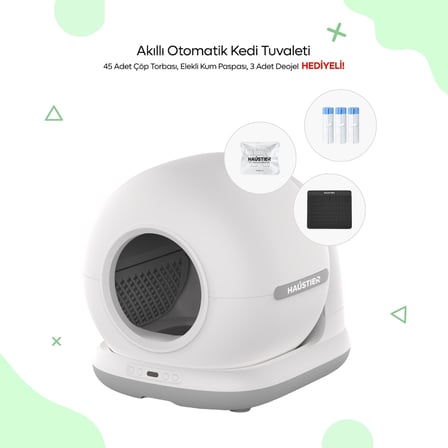 Haustier CB001 Akıllı Otomatik Kedi Tuvaleti, APP ile Kontrol, 75lt İç Hazne, 7lt Çöp Haznesi - Gri