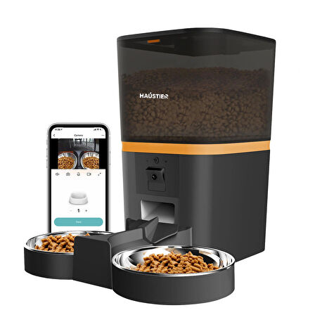Haustier QQ009-Dual FHD kamera, Akıllı Otomatik Kedi Mama Kabı Siyah HAUSTİER TÜRKİYE GARANTİLİ