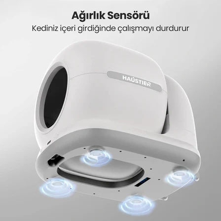 Haustier CB002 Kameralı Akıllı Otomatik Kedi Tuvaleti, APP ile Uzaktan Kontrol, 72lt Hazne, 7lt Çöp haznesi Gri