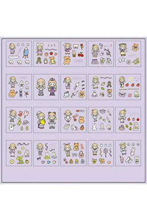 Flower Temalı 20 Yaprak Sticker Seti • Bullet Journal (GGK-DY091)