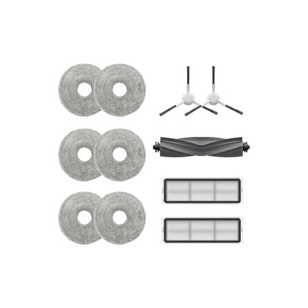 Dreame Orijinal L10 PRIME/L10S ULTRA/L10 Ultra  Için Aksesuar Seti 1 x Ana Fırça（kauçuk）+2 x Yan Fırça+2 x Toz Kutusu Filtresi+3 x Çift Paspas Bezi（6 Adet）