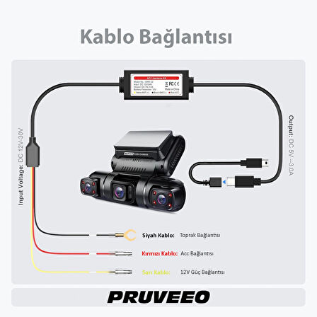 Rexing & Pruveeo Park Modu Akü Bağlantı Kablosu / Hardwire Kit Hwk-02