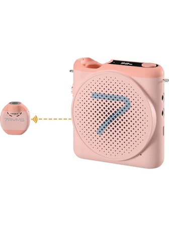 7ryms Wa2 Kablosuz Yaka Mikrofonlu Taşınabilir Ses Amplifikatörü Pembe