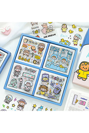 Rain Temalı 100 Yaprak 4 Bölmeli Sticker Seti • Bullet Journal (GGK-DZ081)