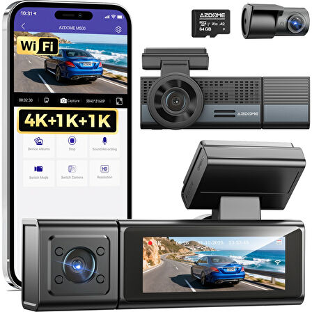 M500 4K 3 Kameralı Araç Içi Kamera