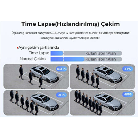 Lingdu V630 4K 3 Kameralı (Ön, Arka, Kabin) Akıllı Araç Kamerası
