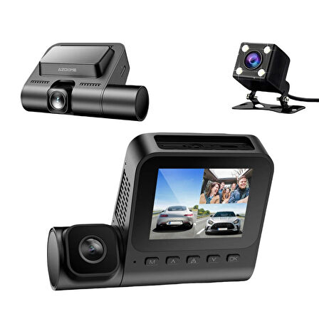 Azdome V600 1080p Araç Kamerası – Üç Kameralı, G Sensör, Gece Görüş, Geri Görüş Kameralı, Su Geçirmez, Yol Kayıt (Xiaomi Ecosystem Company)