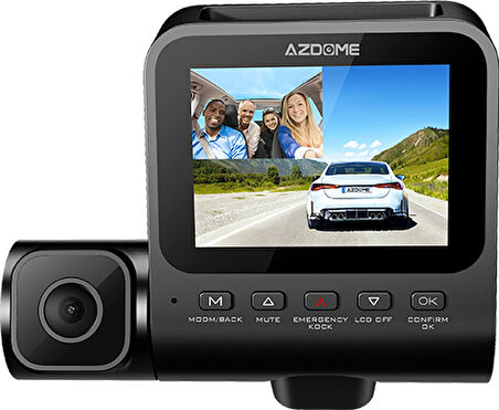 Azdome V600 Çift Kameralı Araç Içi Kamera 2.4” IPS Ekran, Su Geçirmez Arka Kamera, Geniş Açı, Gece Görüşü, G-Sensör, 24 Saat Park Modu, (Xiaomi Ecosystem Company)