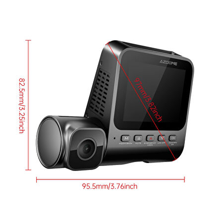 Azdome V600 Çift Kameralı Araç Içi Kamera 2.4” IPS Ekran, Su Geçirmez Arka Kamera, Geniş Açı, Gece Görüşü, G-Sensör, 24 Saat Park Modu, (Xiaomi Ecosystem Company)
