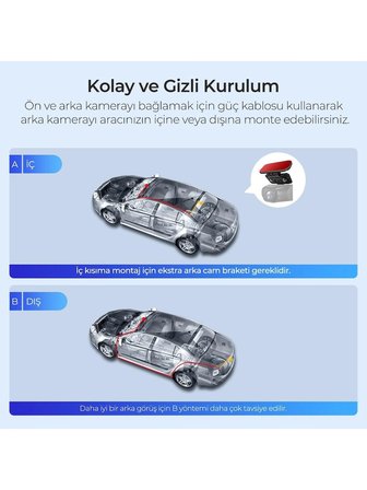 AZDOME M550H 3 KAMERALI 4K+2K+1K ÇİFT STARVIS 2 ARAÇ KAMERASI