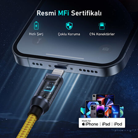 Aohi The Future Creative Power USB-C to USB-C Apple Lightning Modüler Uzayabilen 2,6m 480Mbps 240W PD 3.1 Süper Hızlı Şarj/Data Kablo Seti