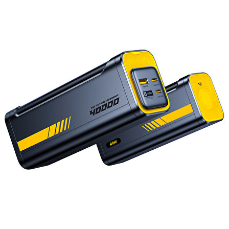 Aohi Starship 40.000 mAh 140W PD3.1 Powerbank, Akıllı Dijital Göstergeli, 2si1 Arada  Taşınabilir Hızlı Şarj Cihazı, Şarj İstasyonu, Siyah