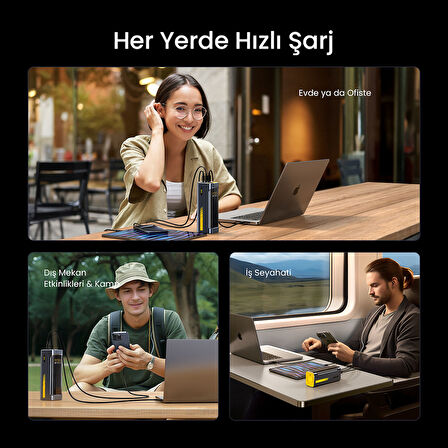Aohi Starship 40.000 mAh 140W PD3.1 Powerbank, Akıllı Dijital Göstergeli, 2si1 Arada  Taşınabilir Hızlı Şarj Cihazı, Şarj İstasyonu, Siyah