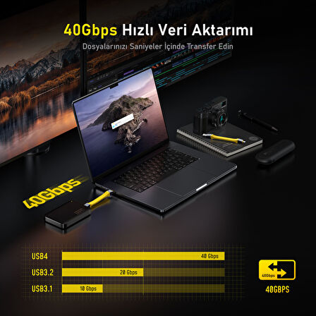 Aohi The Future 4-in-1 USB-C to USB-C Modüler Uzayabilen 1m 40Gbps 8K Destekli 240W PD 3.1 USB4 Süper Hızlı Şarj/Data Kablo Seti