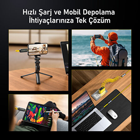 Aohi The Future Magflash 2si1 Arada 240W PD 3.1 Hızlı Şarj ve Veri Depolama&Aktarım Seti, Type-C to Type-C, 512GB USB-C Flash Bellek, Type-C SSD USB Sürücüsü